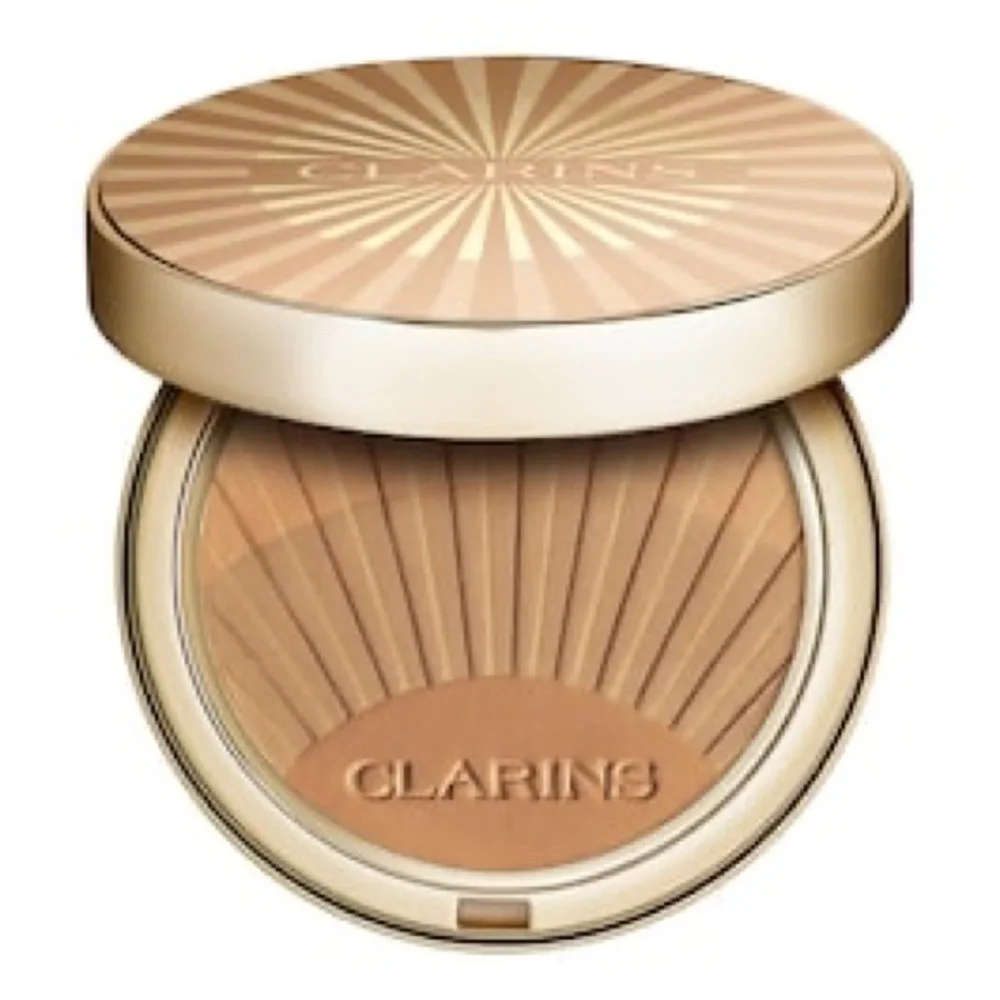Clarins Bronzing Powder Compact in Warm Brown & Gold Case